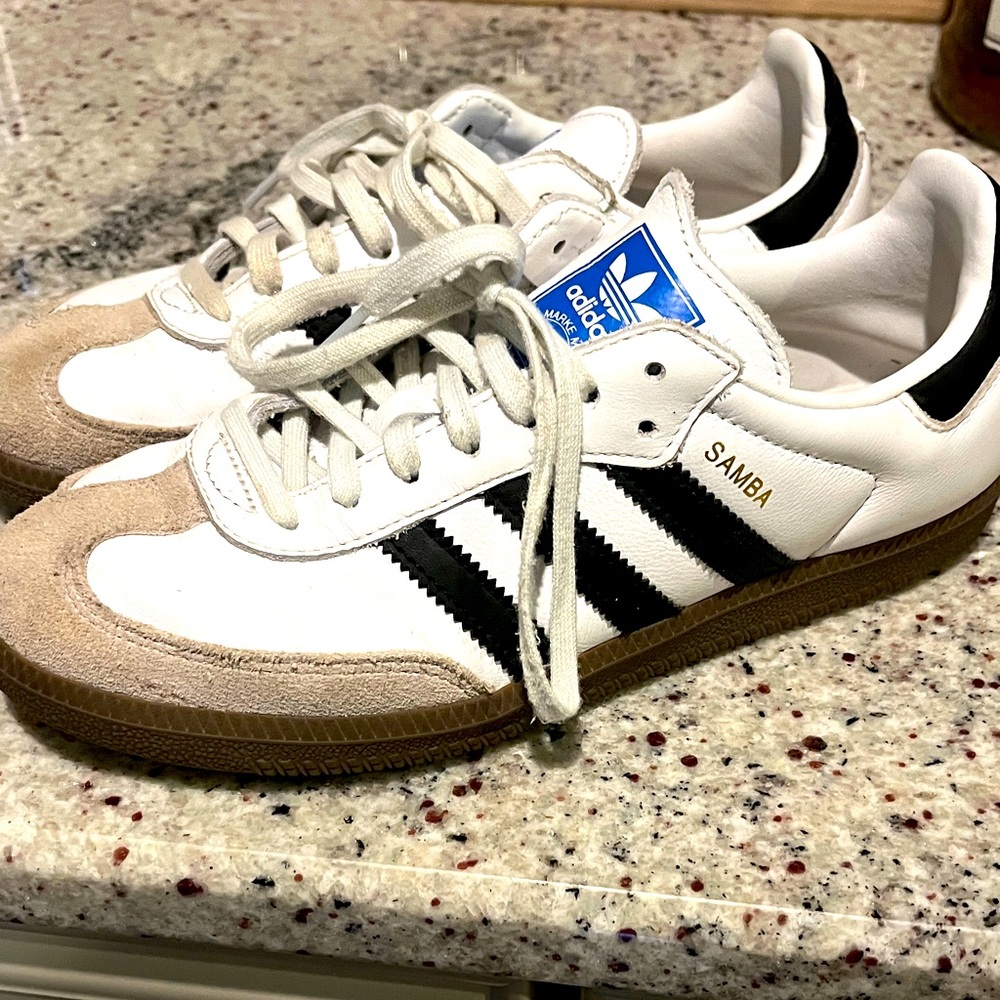 Adidas Samba White and Black Trainers